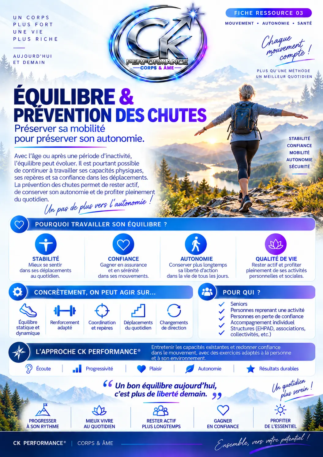 Fiche CK PERFORMANCE : Équilibre & prévention des chutes